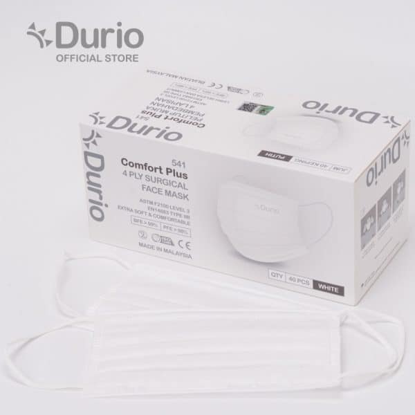 Durio Trendish 4 Ply Face Mask (White)