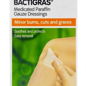 S&N Bactigras Medicated Paraffin Gauze Dressing 10cmx10cm 3s
