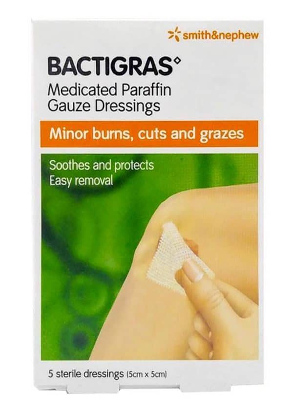 S&N Bactigras Medicated Paraffin Gauze Dressing 10cmx10cm 3s
